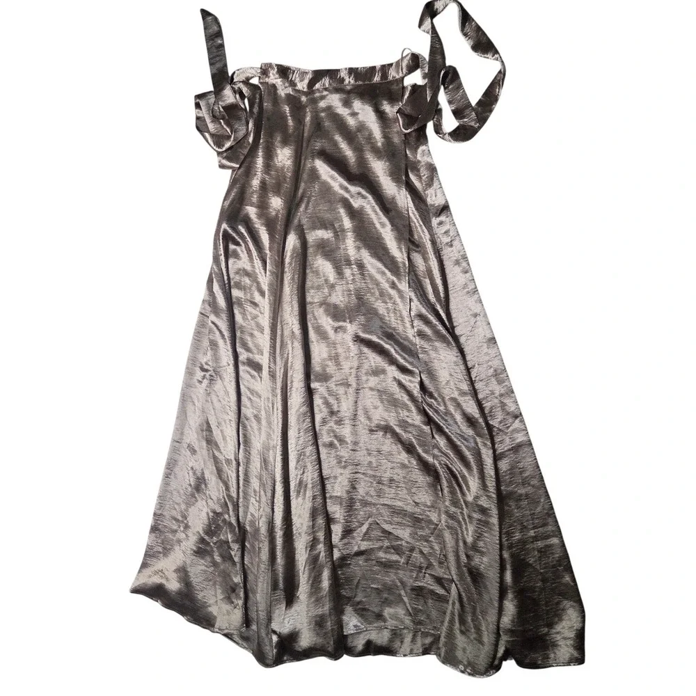 Banjul Liquid Gold Metallic Maxi Wrap Skirt M Renaissance Faire Regencycore - Picture 2 of 14